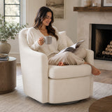 Upholstered Barrel Lounge Chair With Soft Cushioned Seat And Frame - White
