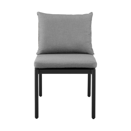 Cayman - Outdoor Patio Dining Chairs In Aluminum With Gray Cushions - (Set Of 2)