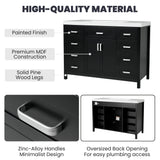 Bathroom Vanity With Sink, 2 Doors 8 Drawers, Soft Close System, Classic Design