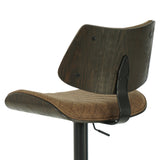 Leland - Adjustable Swivel Curved Back Wood Bar Stool With Faux Leather Seat