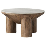 33 Inch Round Mango Wood and Genuine Marble Coffee Table in Walnut - Coffee Tables available at Alpine Outlets in Denver
