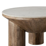33 Inch Round Mango Wood and Genuine Marble Coffee Table in Walnut - Coffee Tables available at Alpine Outlets in Denver