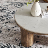 33 Inch Round Mango Wood and Genuine Marble Coffee Table in Walnut - Coffee Tables available at Alpine Outlets in Denver