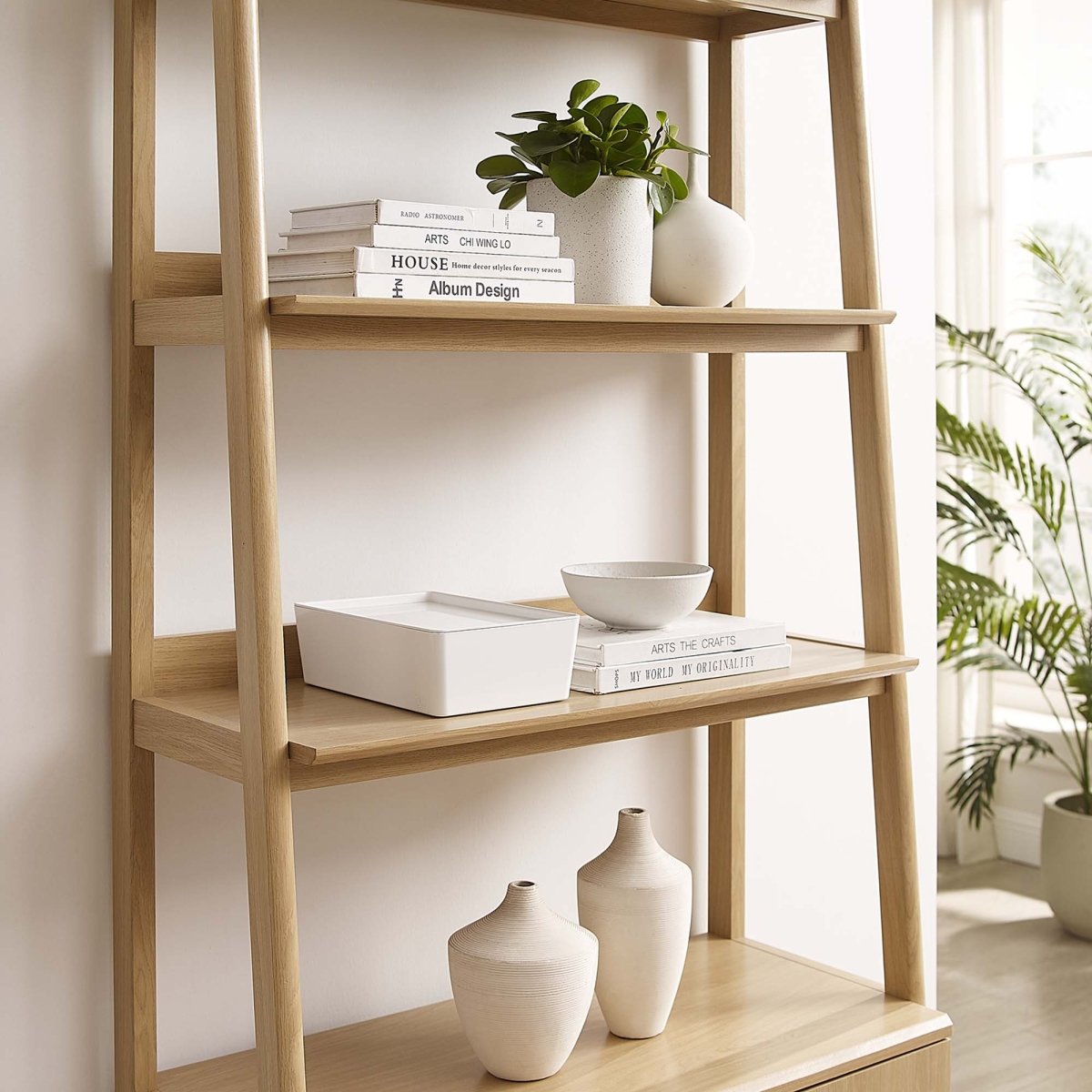 33 Inch Tiered Display Bookshelf with Concealed Storage - Bookcases available at Alpine Outlets in Denver