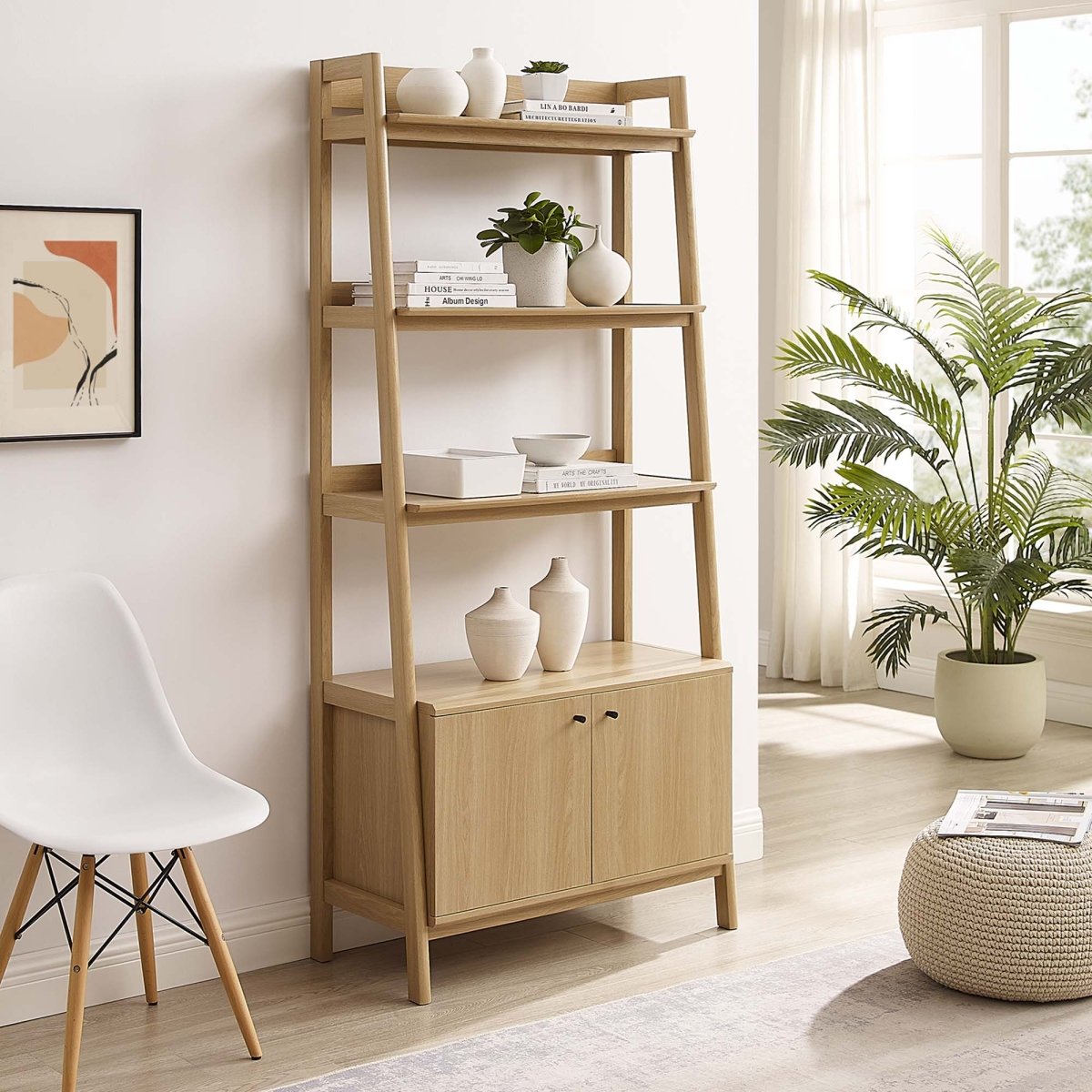 33 Inch Tiered Display Bookshelf with Concealed Storage - Bookcases available at Alpine Outlets in Denver