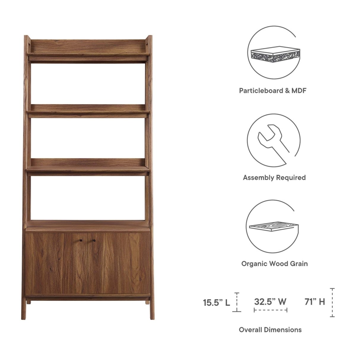 33 Inch Tiered Display Bookshelf with Concealed Storage - Bookcases available at Alpine Outlets in Denver