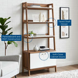33" Tiered Display Bookshelf with Concealed Storage in Walnut White - Bookcases available at Alpine Outlets in Denver