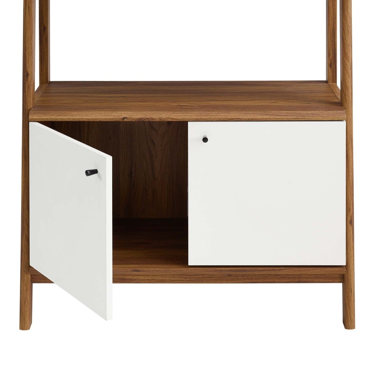 33" Tiered Display Bookshelf with Concealed Storage in Walnut White - Bookcases available at Alpine Outlets in Denver