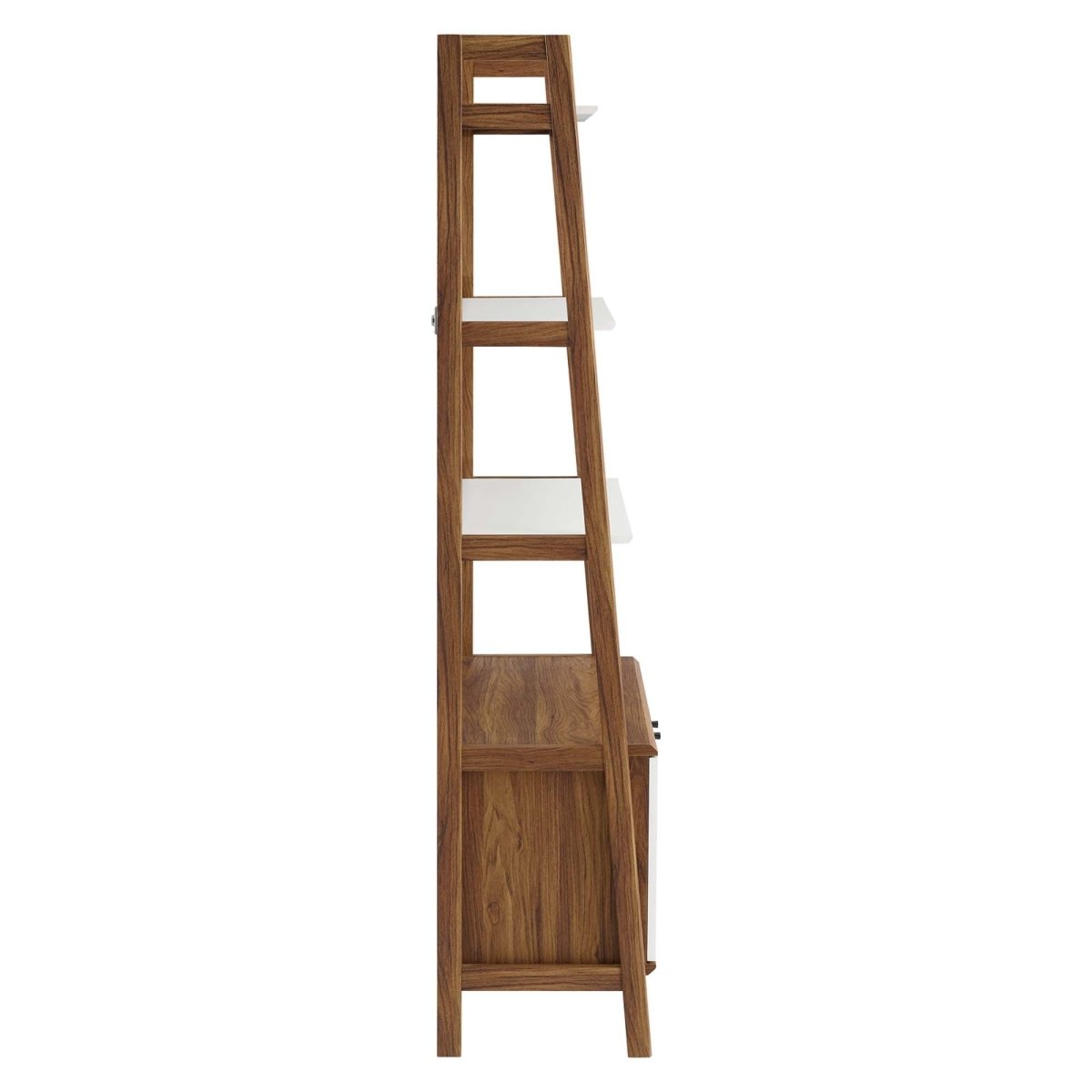 33" Tiered Display Bookshelf with Concealed Storage in Walnut White - Bookcases available at Alpine Outlets in Denver