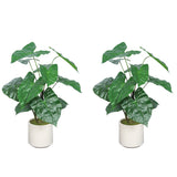 30'' Artificial Tropical Alocasia Leaf Plant With White Pot 2pc/set