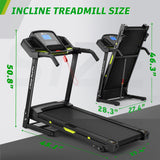 Foldable Treadmill With Incline For Home, Electric Running Machine With Speed Control, Pulse Monitor, 12 Training Programs - Black