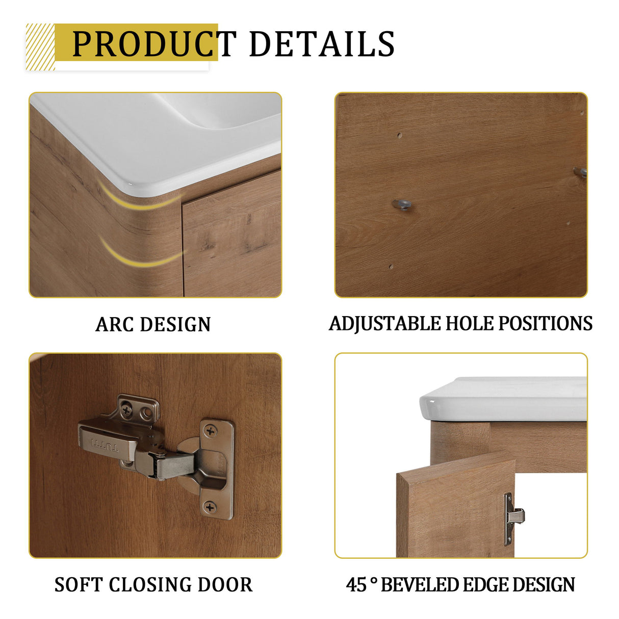 Soft Close Door Freestanding Bathroom Vanity With Sink, 1 Small Storage Cabinet