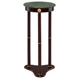 Edie Round Marble Top Plant Stand in Merlot