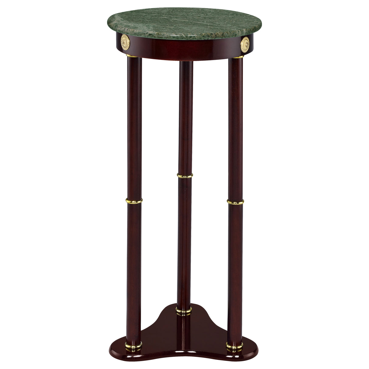 Edie Round Marble Top Plant Stand in Merlot