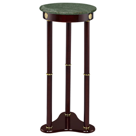 Edie Round Marble Top Plant Stand in Merlot