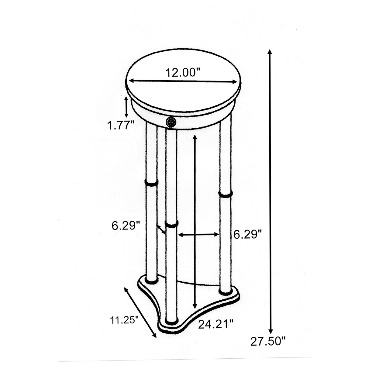 Edie Round Marble Top Plant Stand in Merlot