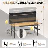 Adjustable Height Workbench, Includes Drawers, Power Outlet, LED Light, Wheels Or Leveling Feet - Black