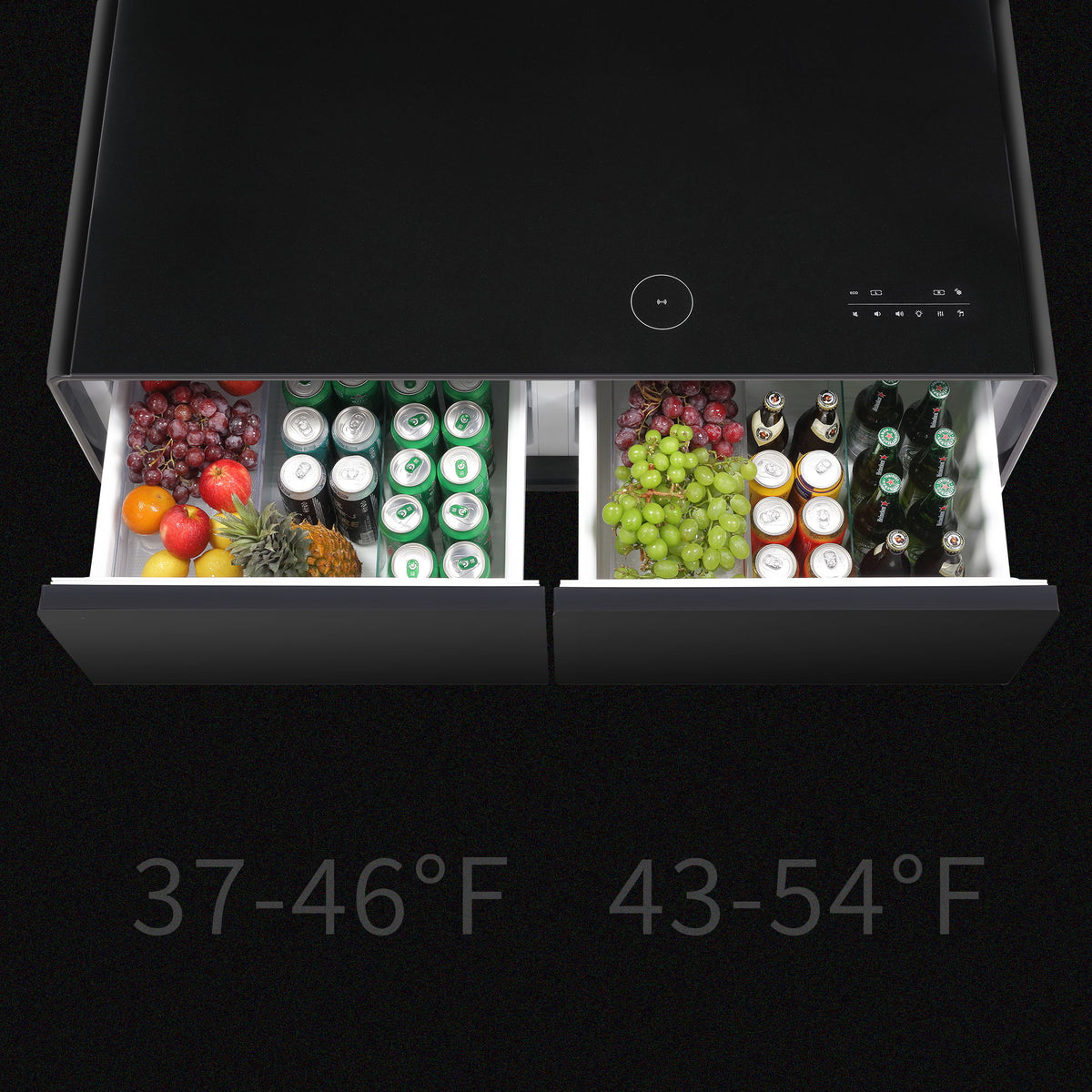 Modern Smart Coffee Table With Built-In Fridge, tooth Speaker, Wireless Charging Module, Touch Control Panel, Power Socket, USB Interface, Outlet Protection, Atmosphere Light