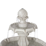 37.4"H 2-Tier White Polyresin Outdoor Water Fountain, Classic Pedestal Cascading Water Feature for Patio Garden Yard Decor
