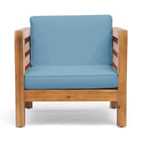 Outdoor Acacia Wood Patio Chair With Fabric Cushion