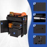 Rolling Tool Cabinet Heavy Duty Garage Storage With Lockable Doors