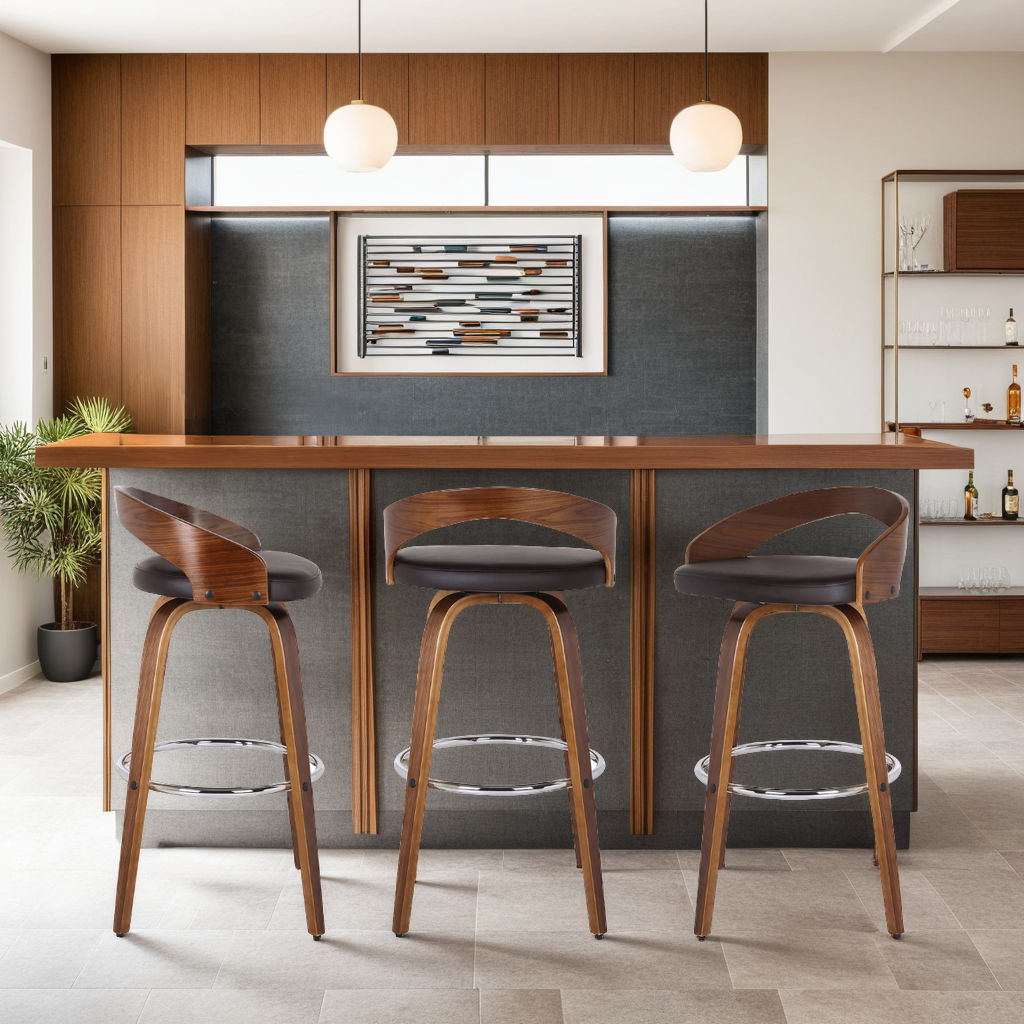 Sonia - 30" Bar Height Swivel Bar Stool - Walnut Wood