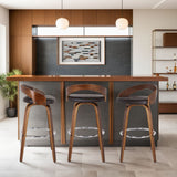 Sonia - 30" Bar Height Swivel Bar Stool - Walnut Wood