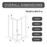 Corner Shower Door, Sliding Shower Enclosure - Matte Black