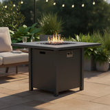Outdoor Fire Pit Table Coffee Station Steel Construction 30x25in Gray