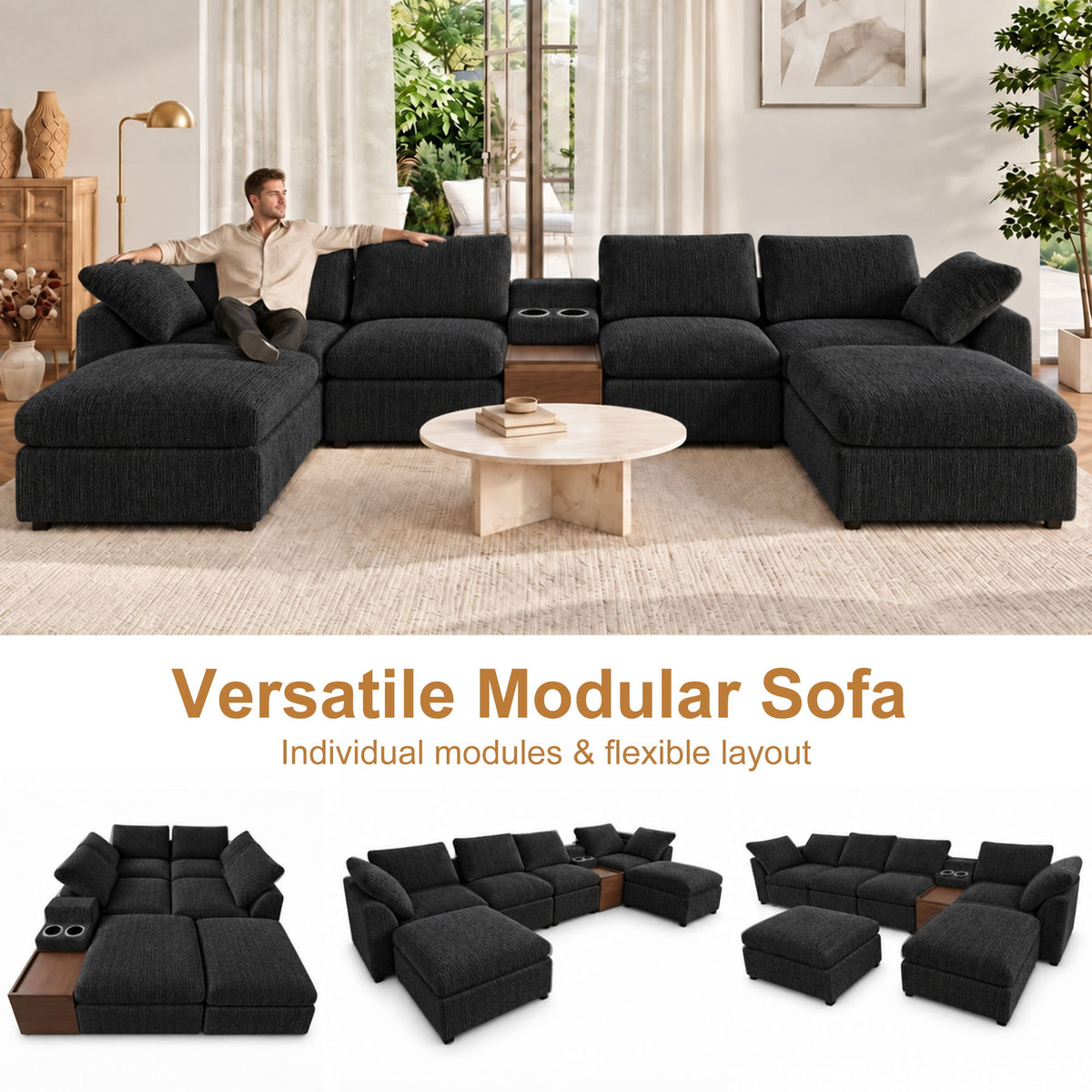 Modular Cloud Couch With Storage Console