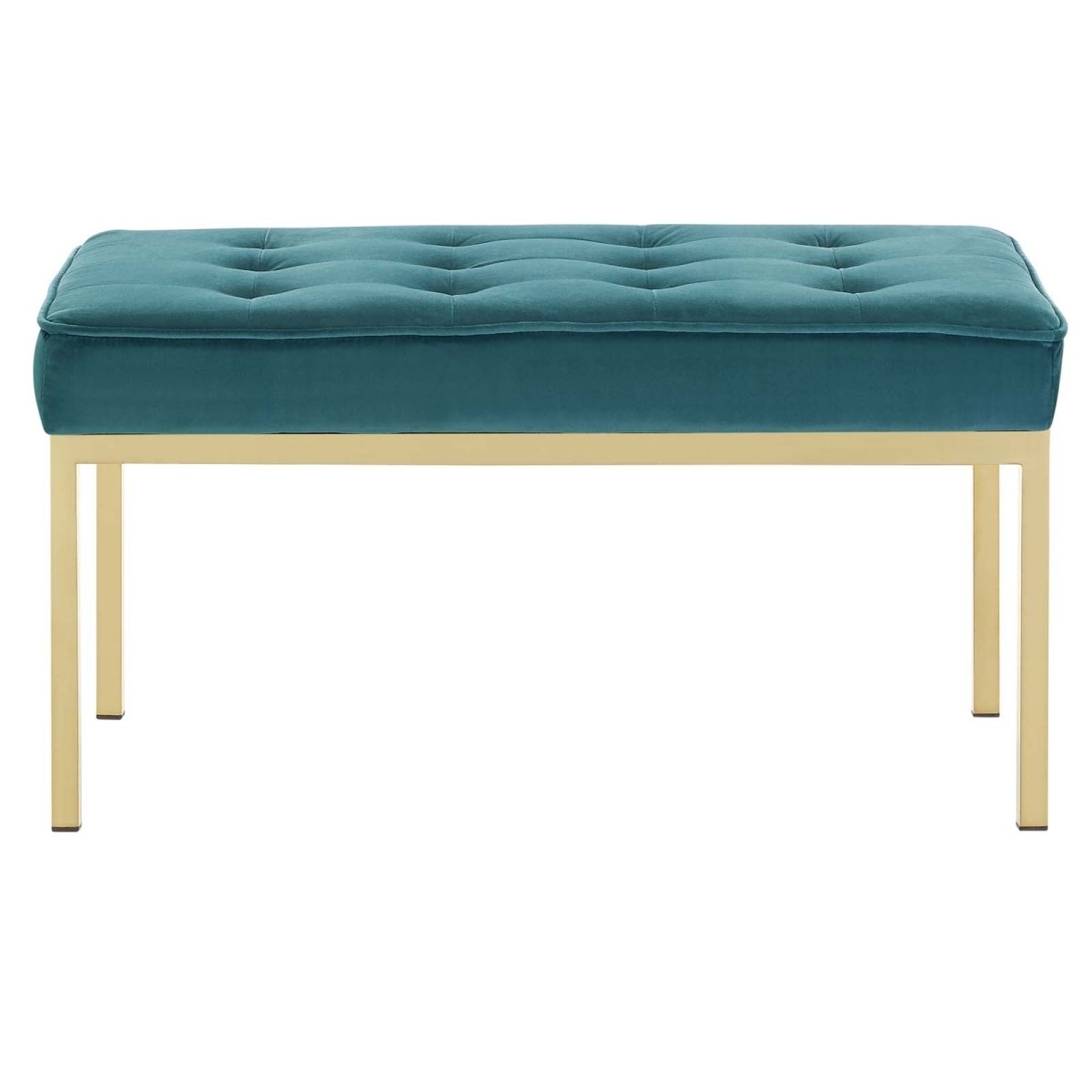 34 Inch Iconic Button Tufted Performance Velvet Bench - Benches available at Alpine Outlets in Denver