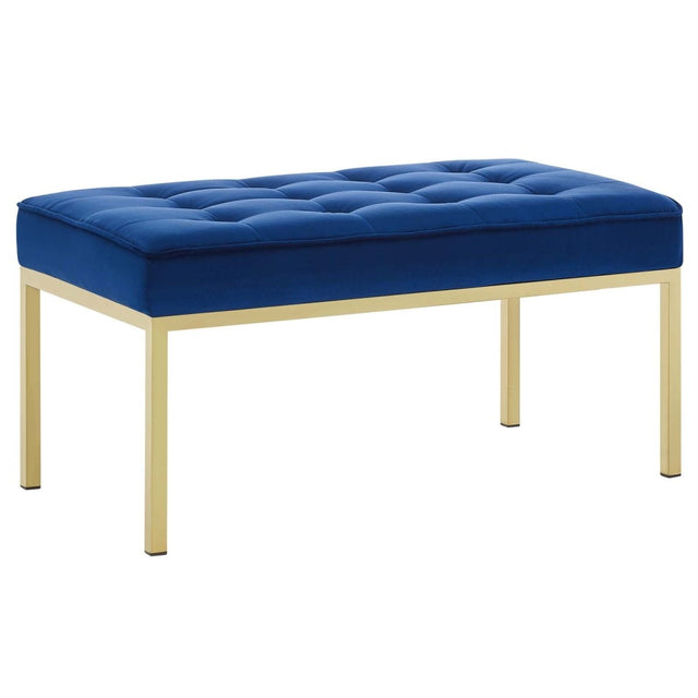 34 Inch Iconic Button Tufted Performance Velvet Bench - Benches available at Alpine Outlets in Denver