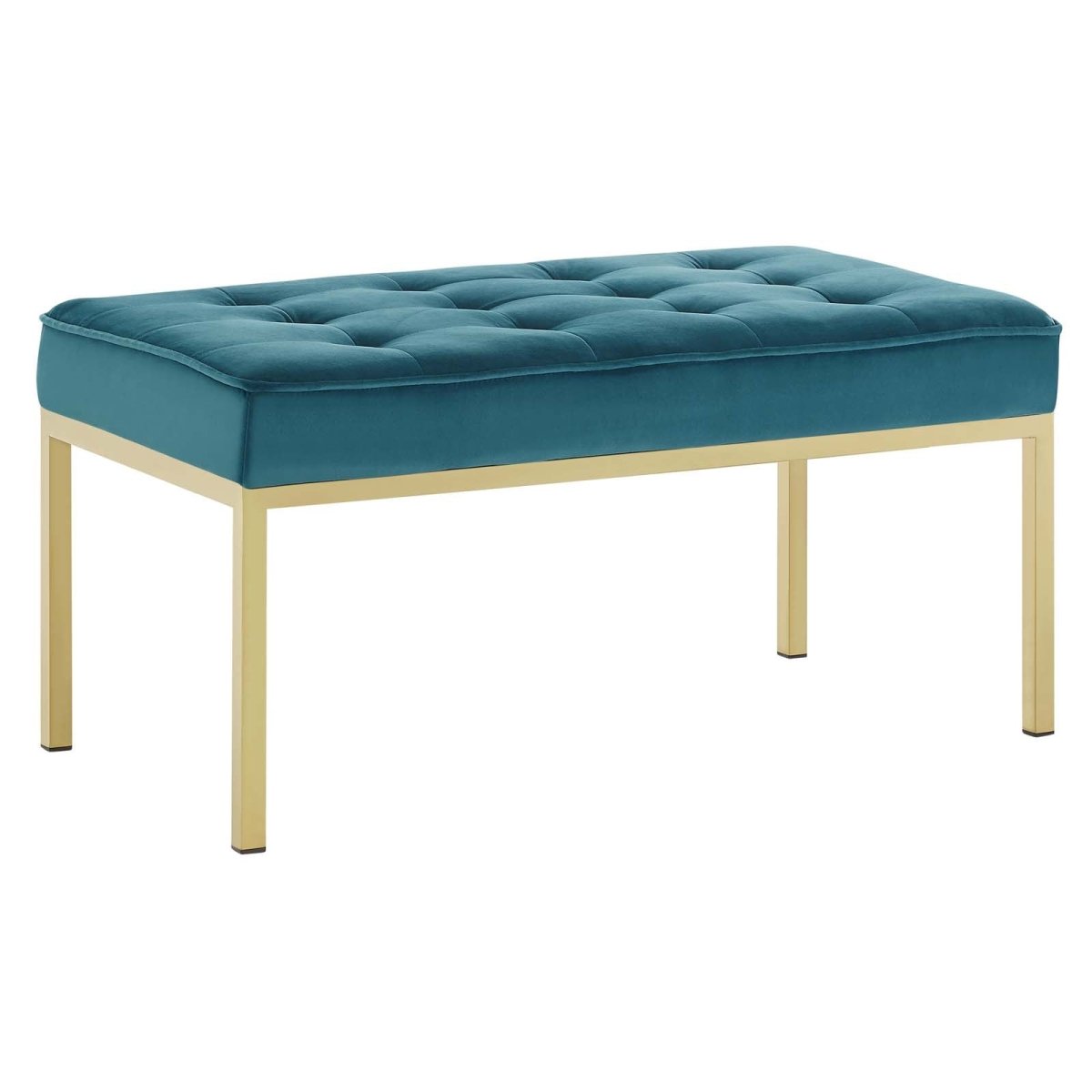 34 Inch Iconic Button Tufted Performance Velvet Bench - Benches available at Alpine Outlets in Denver