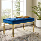 34 Inch Iconic Button Tufted Performance Velvet Bench - Benches available at Alpine Outlets in Denver