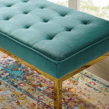 34 Inch Iconic Button Tufted Performance Velvet Bench - Benches available at Alpine Outlets in Denver