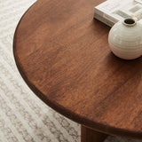 34 Inch Mid - Century Round Mango Wood Coffee Table - Coffee Tables available at Alpine Outlets in Denver