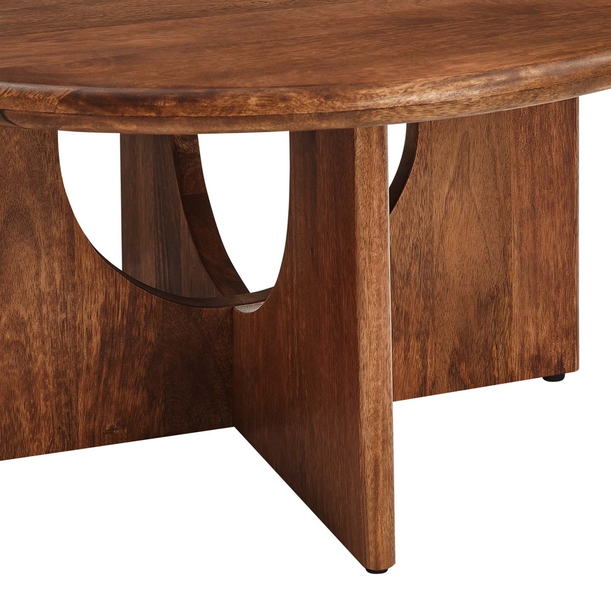 34 Inch Mid - Century Round Mango Wood Coffee Table - Coffee Tables available at Alpine Outlets in Denver