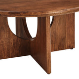 34 Inch Mid - Century Round Mango Wood Coffee Table - Coffee Tables available at Alpine Outlets in Denver