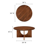 34 Inch Mid - Century Round Mango Wood Coffee Table - Coffee Tables available at Alpine Outlets in Denver