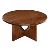 34 Inch Mid - Century Round Mango Wood Coffee Table - Coffee Tables available at Alpine Outlets in Denver