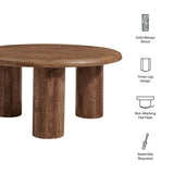 34 Inch Minimalist Round Solid Mango Wood Coffee Table - Coffee Tables available at Alpine Outlets in Denver