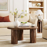 34 Inch Minimalist Round Solid Mango Wood Coffee Table - Coffee Tables available at Alpine Outlets in Denver