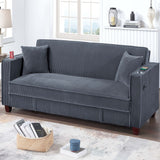 Modern Convertible Sofa With Hidden Storage USB Port, Cup Holder