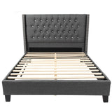 Contemporary Style Bed With Diamond Tufted Headboard