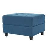 Ottoman, Compact Footrest For Living Room - Navy Blue