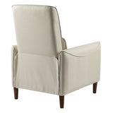 Upholstered Push Recliner Chair With Rubber Wood Legs For Living Room