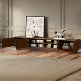 TV Stand, Entertainment Center With Fluted Door & Cable Management, Soft Closing Hinges - Walnut