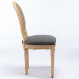 French Style Solid Wood Frame Antique Painting Fabric Back Dining Chair (Set of 2)