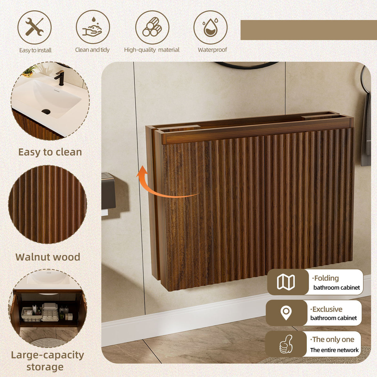 Folding Wall Cabinet With Creamic Sink