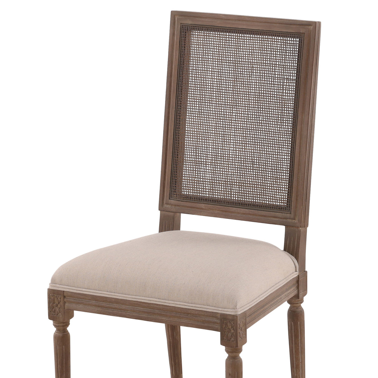 Linen & Oak - Caned Back Side Chair - Dark Brown / Beige